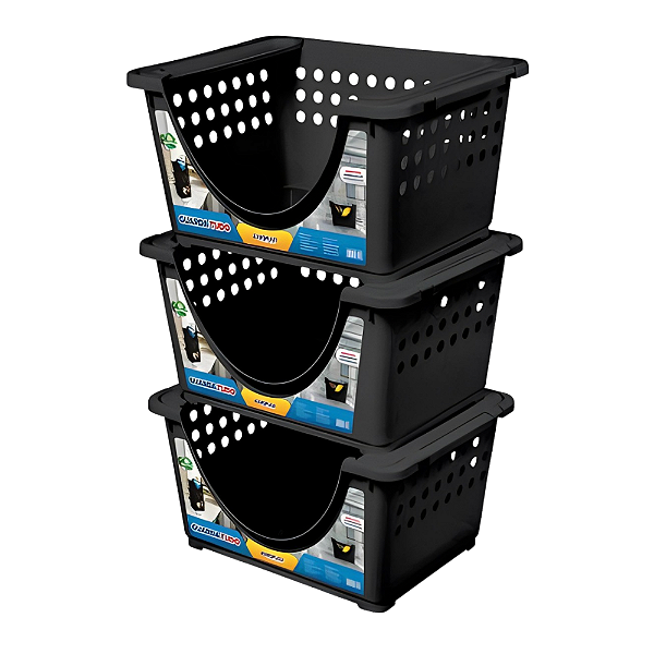 Cesto Empilhável Expositor Organizador 3 Peças - Arqplast