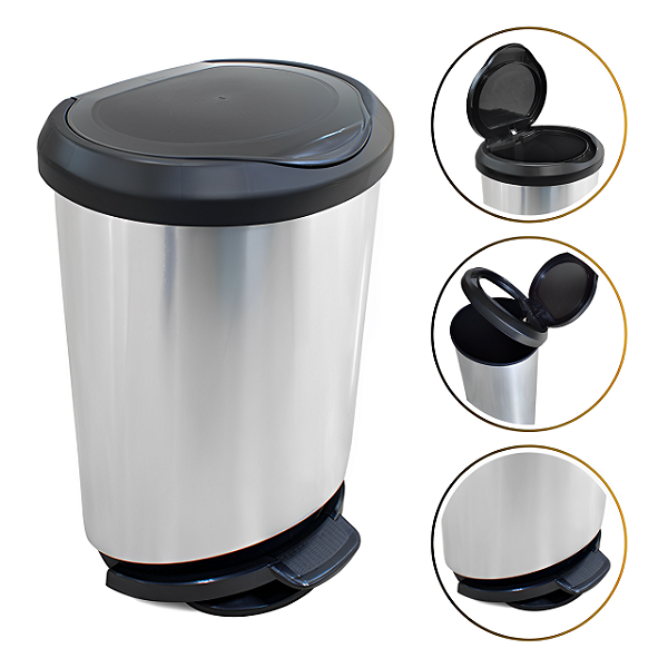 Lixeira Com Pedal e Tampa 45 Litros Inox Primeira Moagem