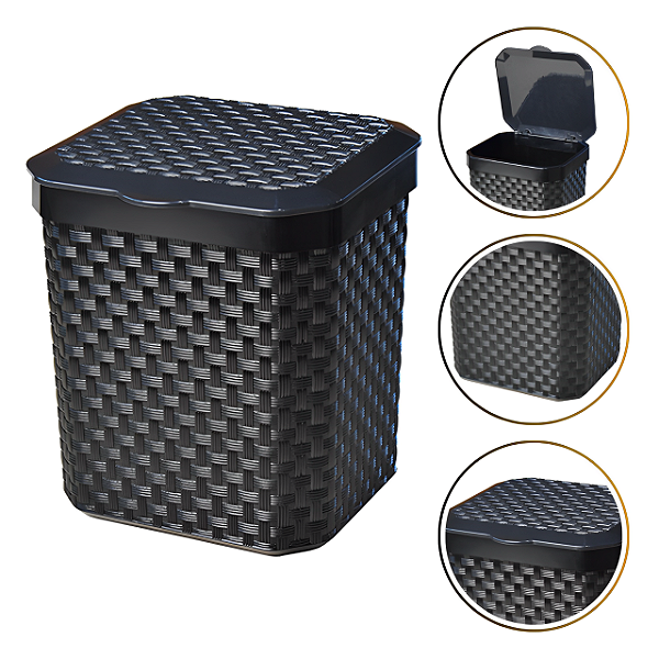 Lixeira De Pia Preta Com Tampa 5 Litros