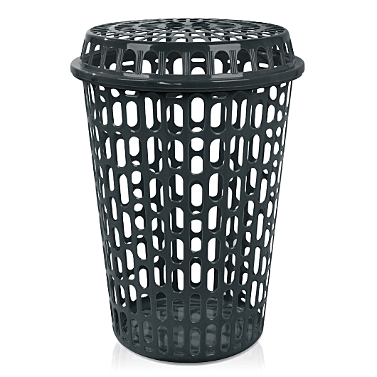 Cesto De Roupas Multiuso Telado Com Tampa 60Litros Preto
