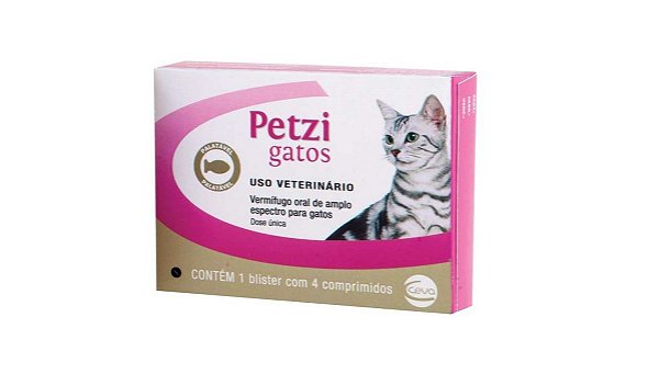 Vermífugo Petzi Gatos com 4 Comprimidos