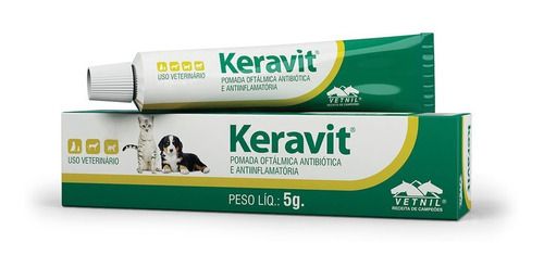 Keravit Pomada Oftálmica Antibiótica e Anti-inflamatória 5g