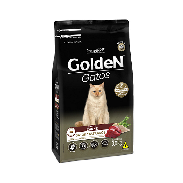 Ração Golden Gatos Castrados Carne