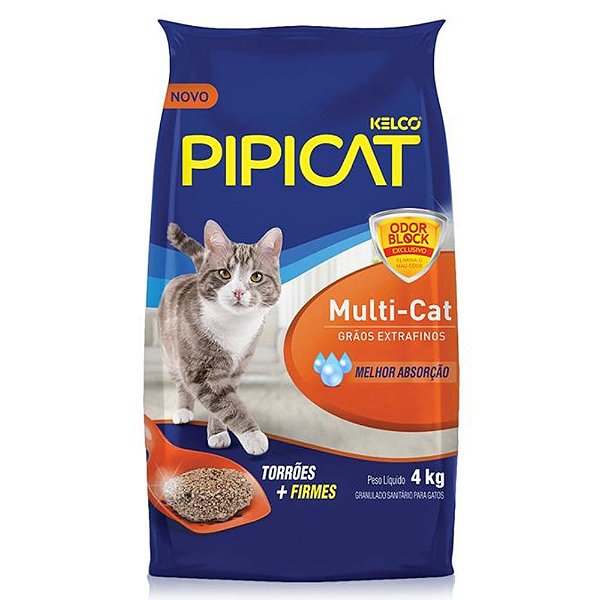 Areia Higiênica Pipicat Multicat 4Kg