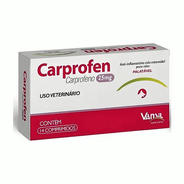 Carprofen 25mg Anti-inflamatório para Cães com 14 Comprimidos