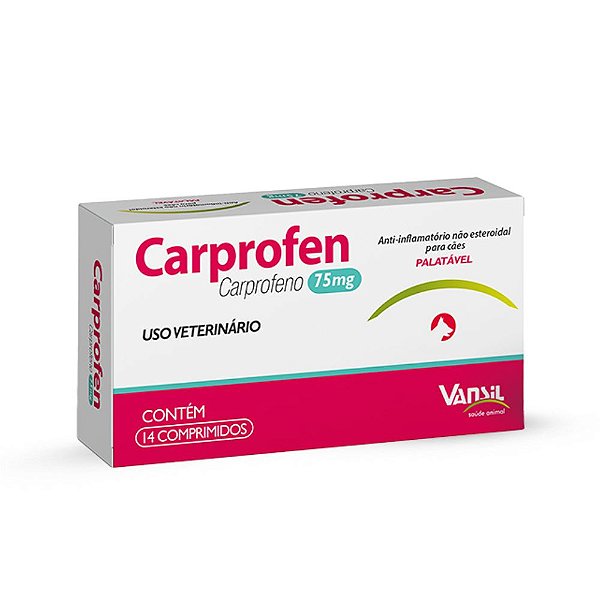 Carprofen 75mg Anti-inflamatório para Cães com 14 Comprimidos