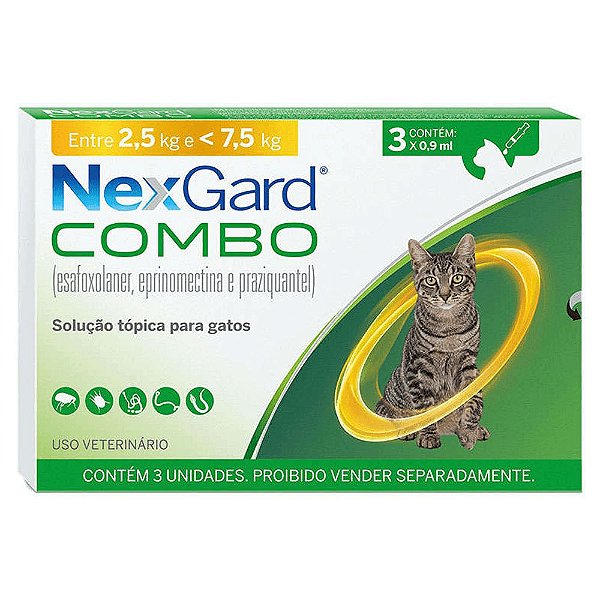 Nexgard Antipulgas Gatos 2,5kg a 7,5kg Combo 3un
