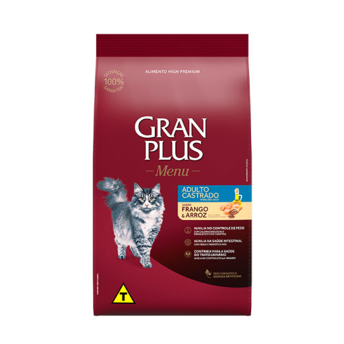 Ração Gran Plus Gatos Castrados Frango e Arroz