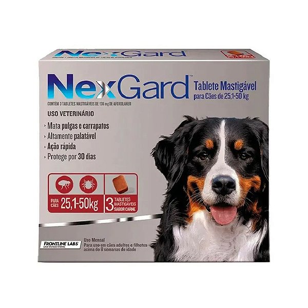Nexgard Antipulgas e Carrapatos Tablete Palatável - 25 a 50kg