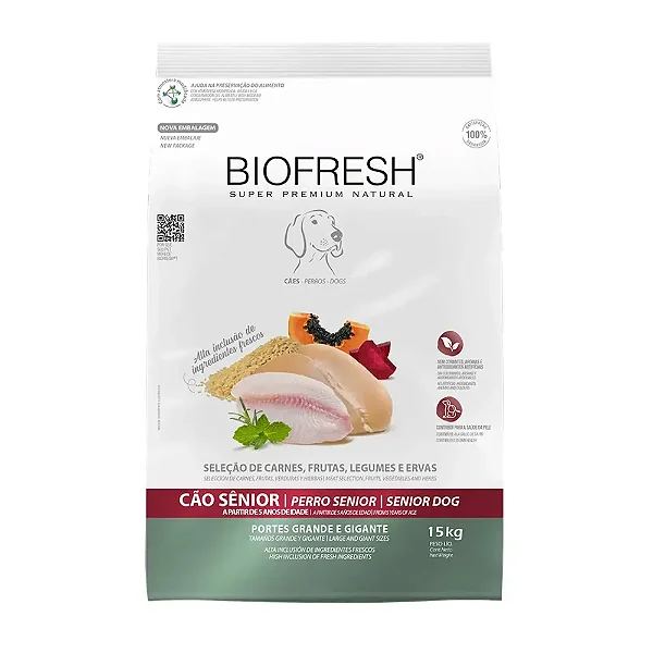 Ração Biofresh Senior para Cães Adultos Grandes e Gigantes 15kg