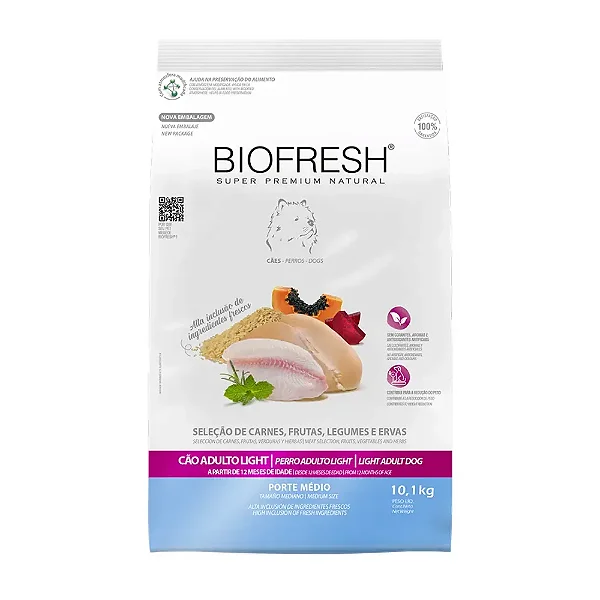 Ração Biofresh Light Cães Adultos Raças Médias 10,1 kg