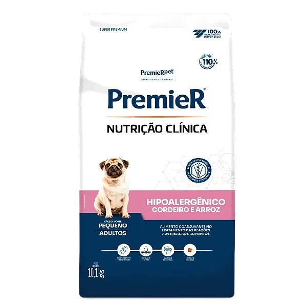 Ração Premier Nutrição Clínica Hipoalergênico Cães Pequeno Porte Cordeiro e Arroz 10,1 kg