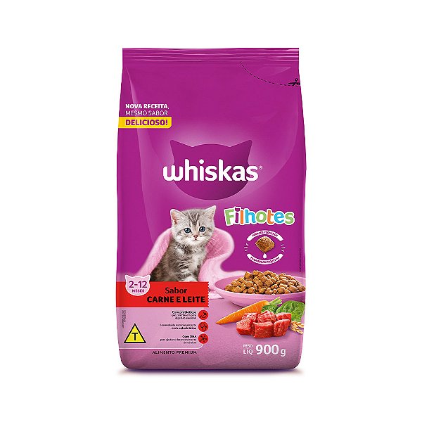 Ração Whiskas para Gatos Filhotes Sabor Carne e Leite 900 G