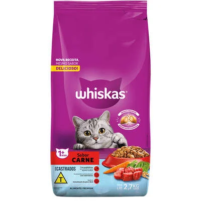 Ração Whiskas para Gatos Adultos Castrados Sabor Carne 10,1Kg