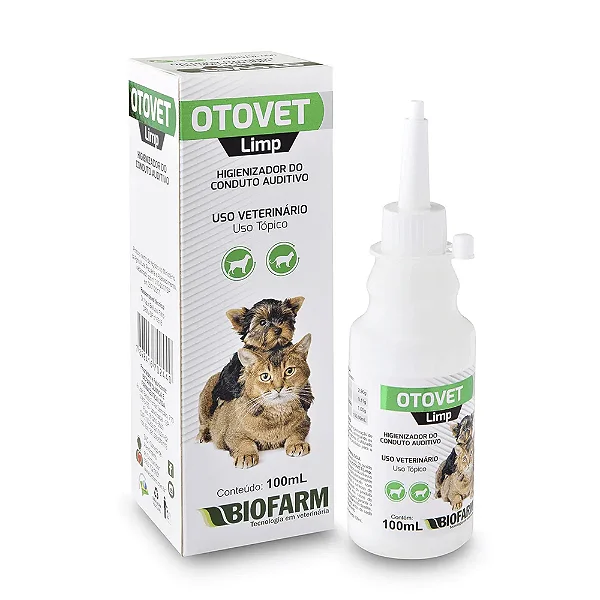 Higienizador do Conduto Auditivo Otovet Limp Biofarm para Cães e Gatos 100ml
