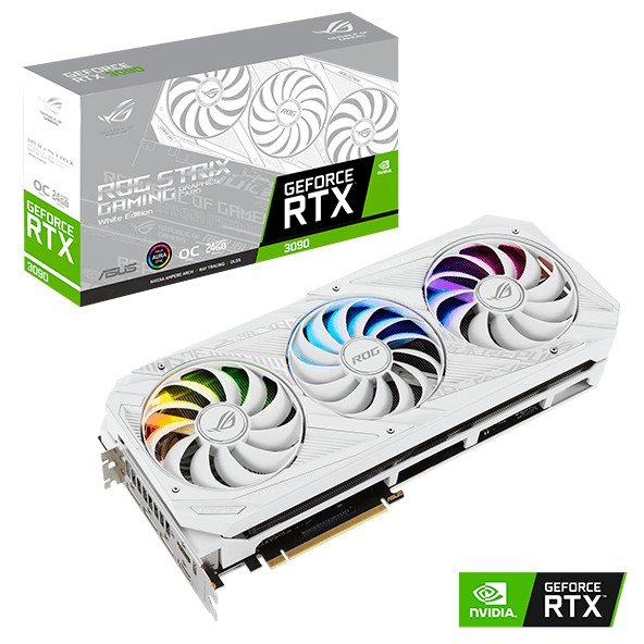 Placa de Vídeo Asus GeForce RTX 3090 24GB GDDR6X ROG STRIX Gaming White Edition