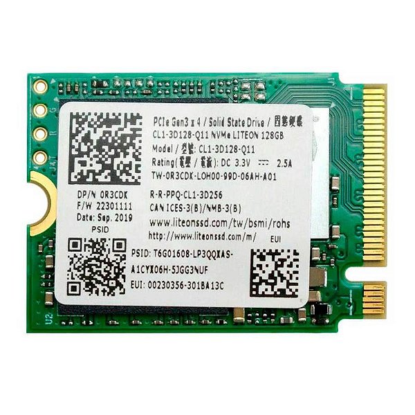 SSD M.2 128GB Ssstc NVMe - CL1-3D128-Q11 OR3CDK Dell Asus Lenovo Acer Hp Samsung