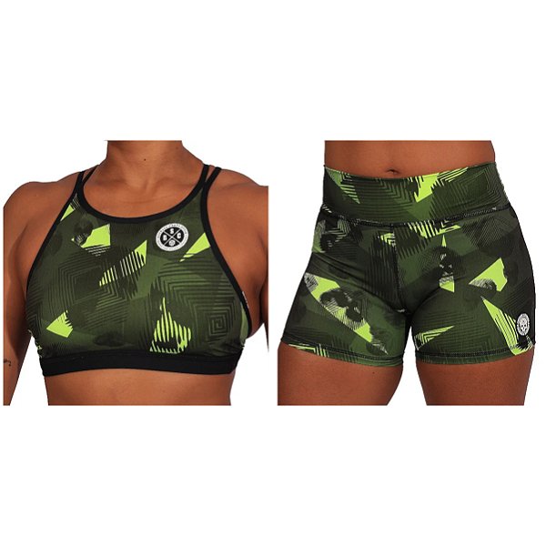 Conjunto Bs Cross - Neon Green Skull
