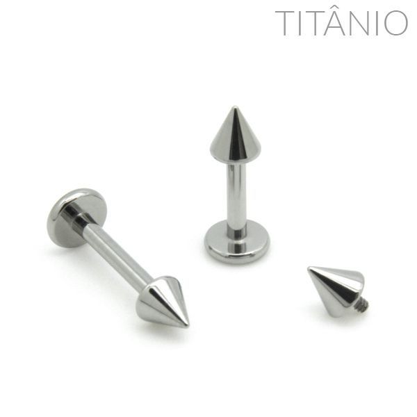 Piercing Labret Rosca Interna com Spike Titânio