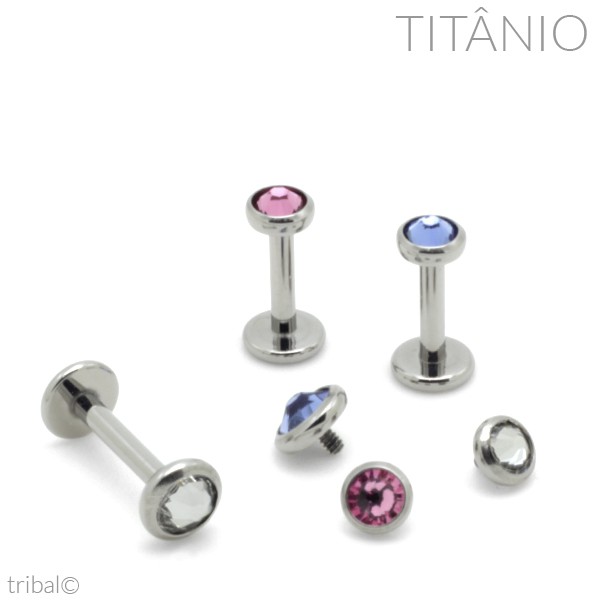 Piercing Labret Disco Flat Zircônia Titânio