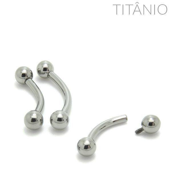 Piercing Barbell Curvo Rosca Interna Titânio