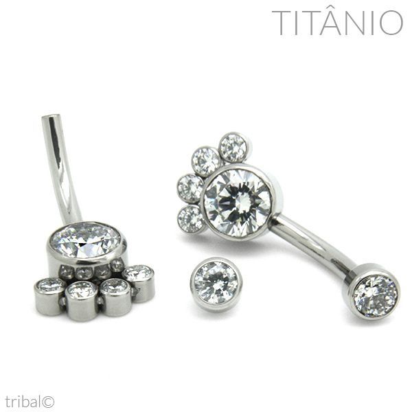 Piercing de Umbigo com 5 Diamantes sintéticos