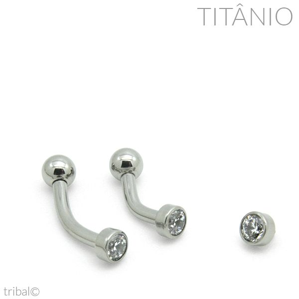 Piercing Barbell Curvo Zircônia Disco Titânio