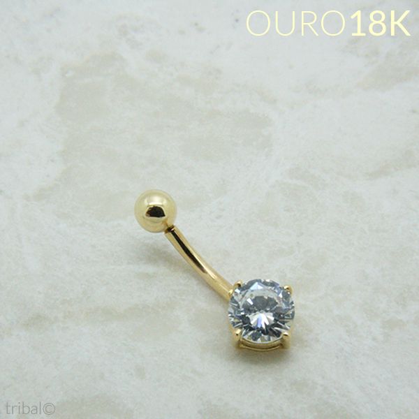 Piercing Umbigo Garra com Zircônia Ouro 18K