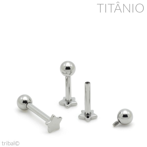 Piercing Labret Base Estrela Titânio