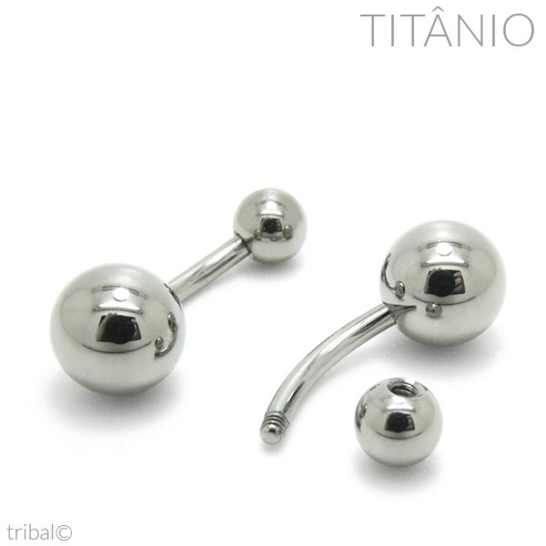 Piercing umbigo com joia em Titânio de bolinha