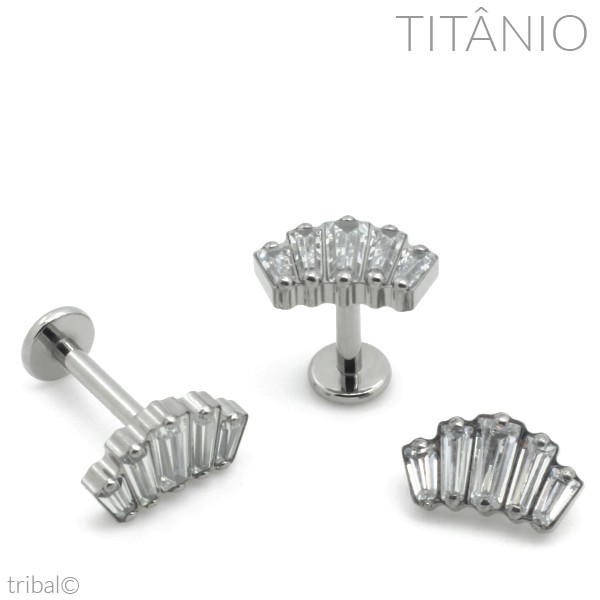 Piercing Labret Cluster Baguette Zircônia Titânio