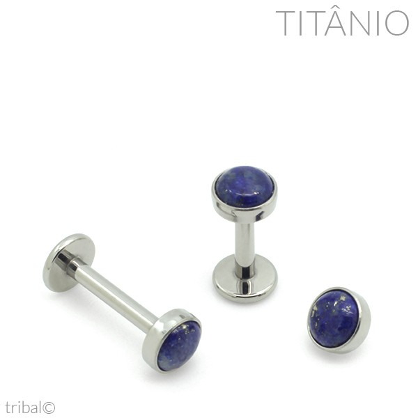 Piercing Labret Pedra Lápis Lazuli Titânio