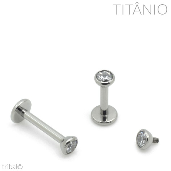 Piercing Labret Zircônia Disco Arredondado Titânio