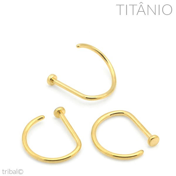 Piercing Argola Nariz G-Ring Dourado Titânio