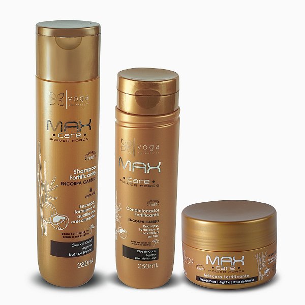 Kit Voga Max Care Power Force: Shampoo 280ml, Condicionador 250ml e Máscara