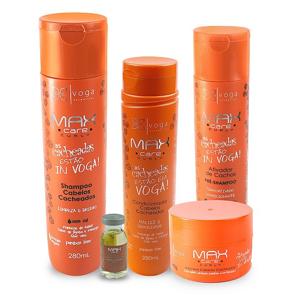 Tratamentos Completo Para Cabelos Cacheados Shampoo 280ml, Condicionador 280ml, Máscara 240g, Ativador de cachos 280ml e Ampola 12ml