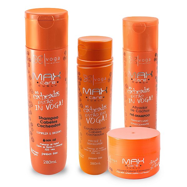 Kit Cachos Shampoo, Condicionador, Máscara e Ativador 280ml - Linha Max Care Curly