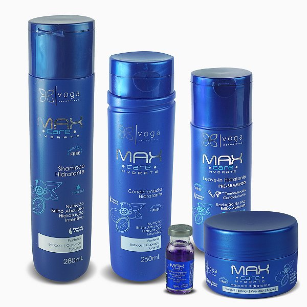 Kit Max Care Hydrate - Shampoo, Condicionador, Máscara e Leave-in