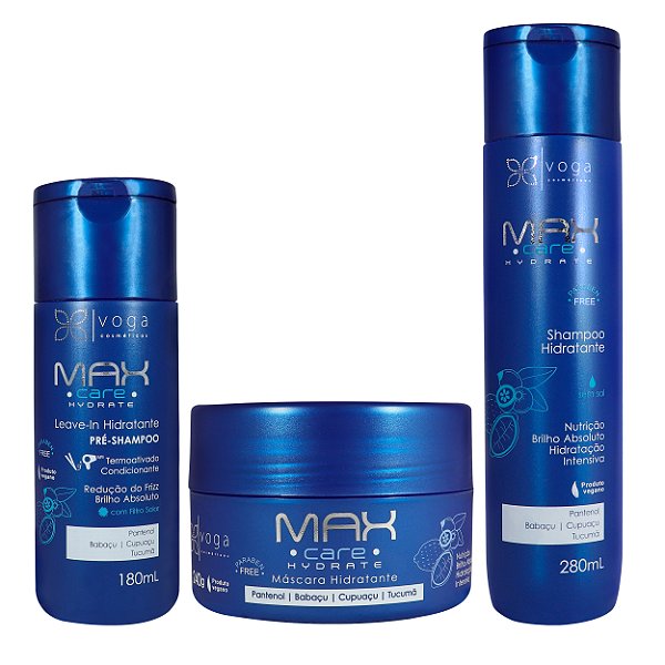 Kit Shampoo 280ml, Máscara 240g e Leave-in 180ml Hydrate