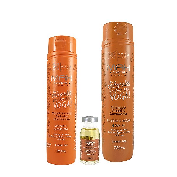 Kit Cabelos Cacheados Shampoo e Condicionador 280mL com Ampola fortalecimento 12mL