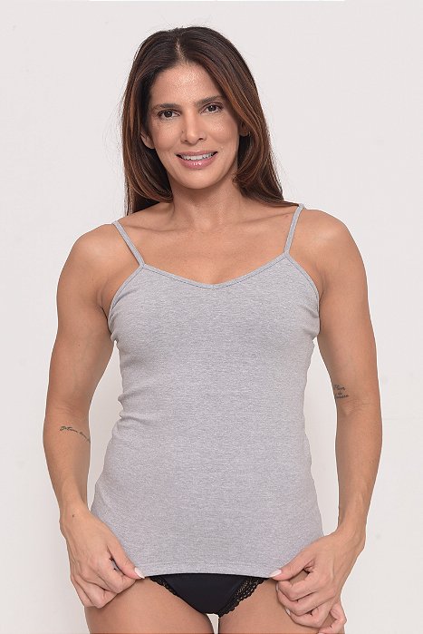Camiseta com Alcinhas em Cotton Basic Mescla 11430
