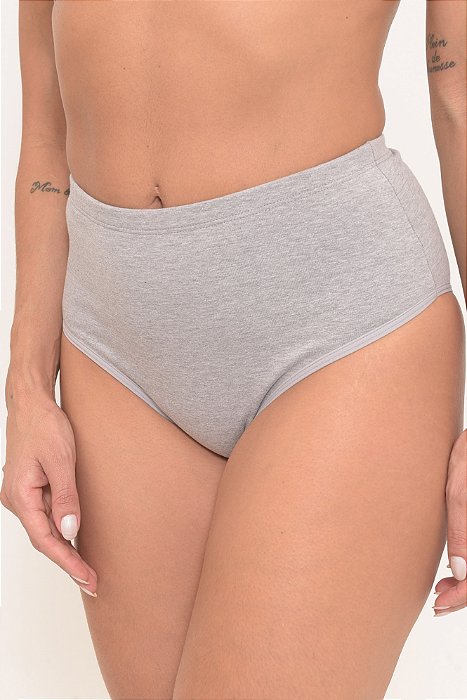 Calcinha Alta Larga em Cotton Basic Mescla 11432