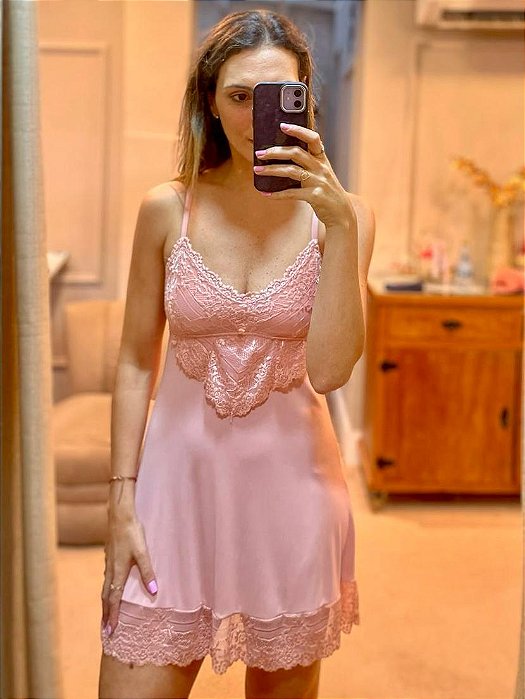 Camisola em Liganete e Renda Amanda Rosa 11669