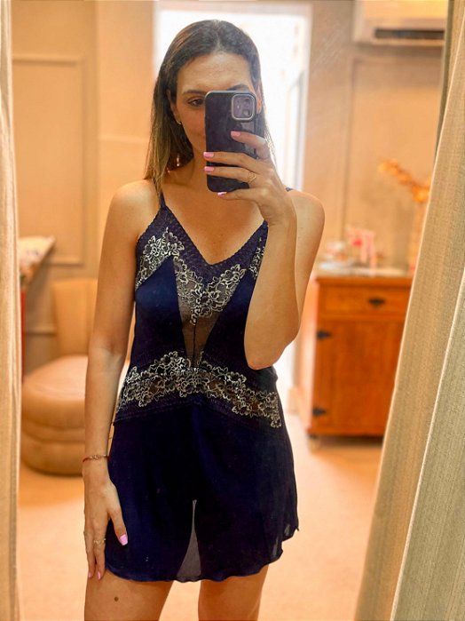 Camisola em Liganete e Renda Camila Marinho 11671