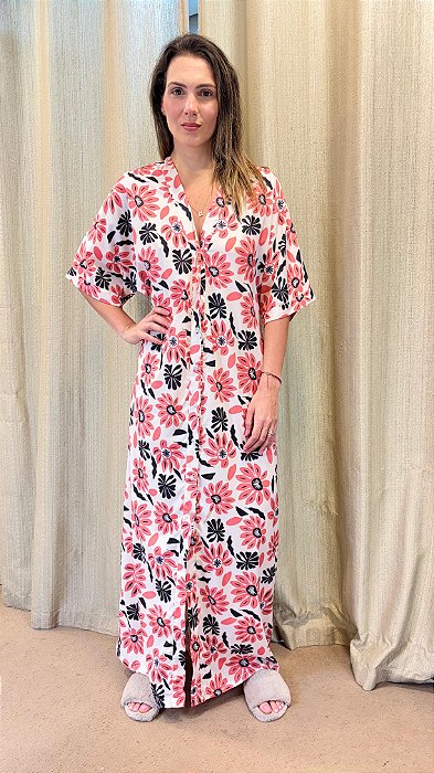 Camisola Longa com Botoes Chic Floral 11682