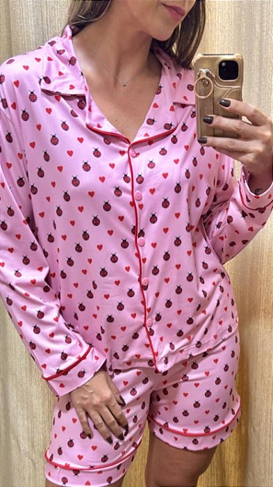 Pijama Curto com Manga Longa Fabi Joaninha 11755