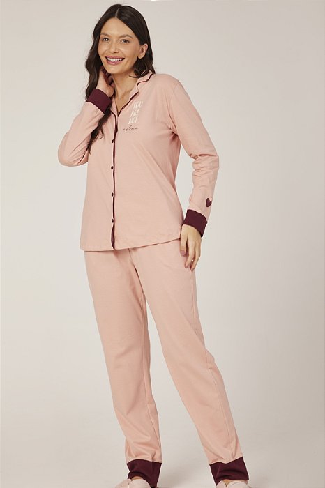 Pijama Aberto em Algodao Amor Rose 11748