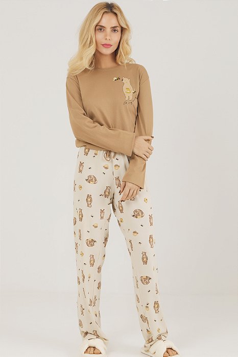 Pijama Fechado Estampado Mel Urso 11768
