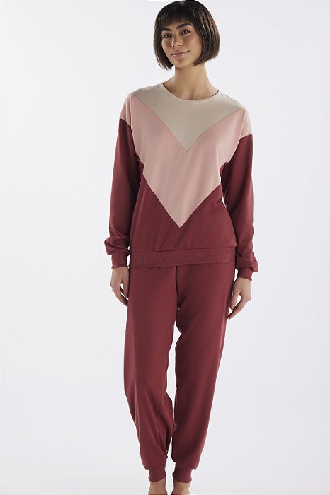 Pijama Moletinho Felpado Eloa Vinho 11780