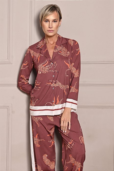 Conjunto Longo Americano Liz Marrom 11812